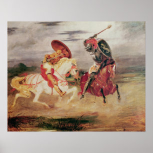 Póster Two Knights Fighting in a Landscape, c.1824