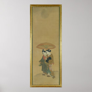 Póster Two Lovers under an Umbrella