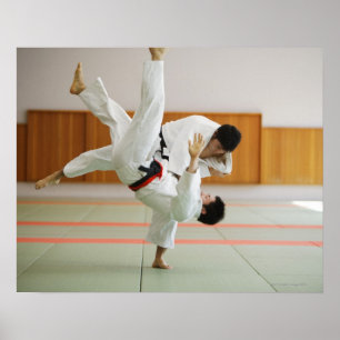 Póster Two Men Competing in a Judo Match 3