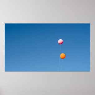 Póster Two orange and pink balloons