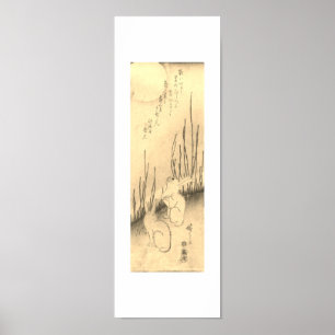 PÓSTER TWO RABBITS & A MOON JAPANESE PRINT
