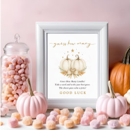 Póster Two Sweet Pumpkins Twin Baby Shower Guess How Many