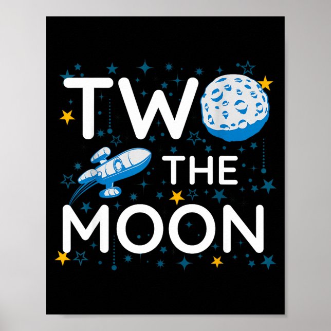 Póster Two The Moon 2nd Planets Lover Birthday Space Rock (Frente)