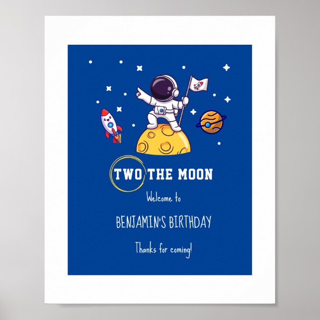 Póster Two The Moon second birthday kids Party (Frente)