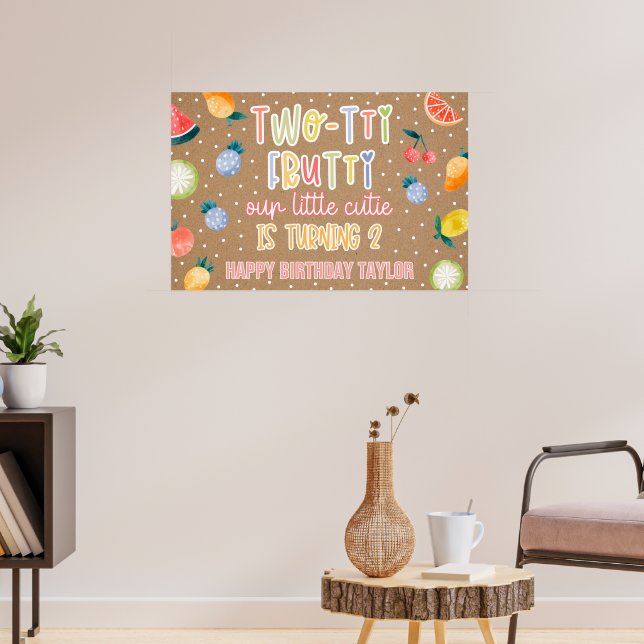 Póster Two-tti Frutti Cumpleaños Segundo Kraft Paper (Salón 3)