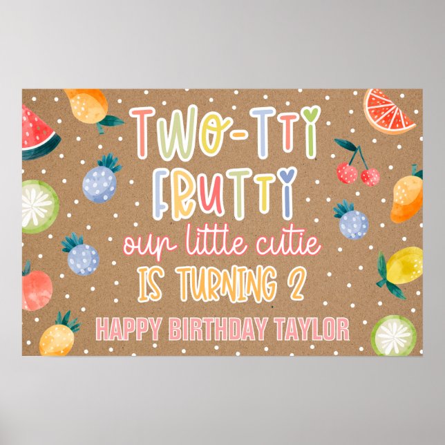 Póster Two-tti Frutti Cumpleaños Segundo Kraft Paper (Frente)