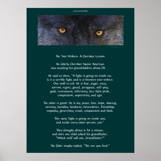 Póster TWO WOLVES CHEROKEE TALE Art Poster (Frente)