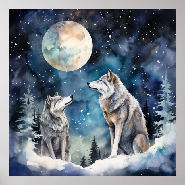 Póster Two Wolves in Winter (Frente)