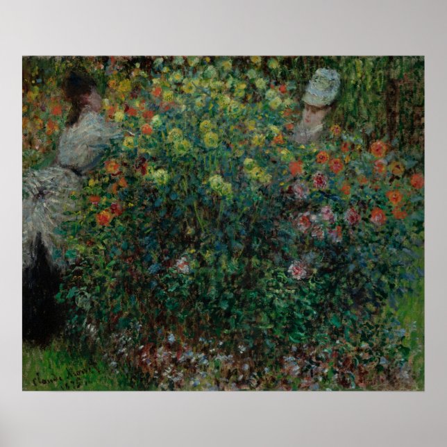 Póster Two Women among the Flowers, 1875 (oil on canvas) (Frente)