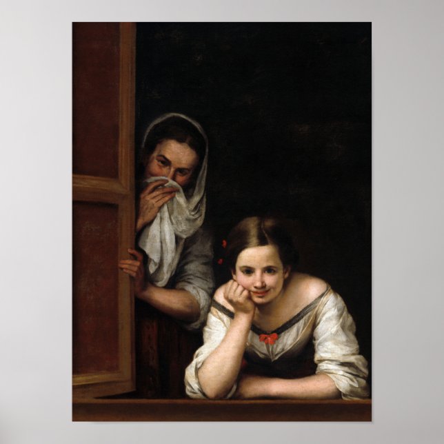 Póster Two Women at a Window by Bartolome Esteban Murillo (Frente)