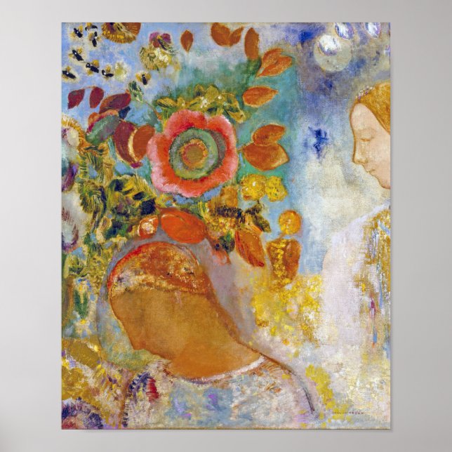 Póster Two Young Girls among Flowers, Redon (Frente)