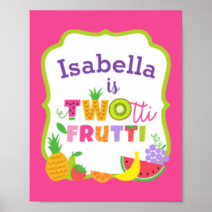Póster TWOtti Frutti 2nd Birthday Party Welcome Sign