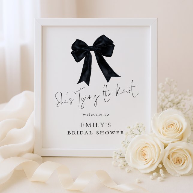 Póster Tying The Knot Welcome Black Bow Bridal Shower (Subido por el creador)