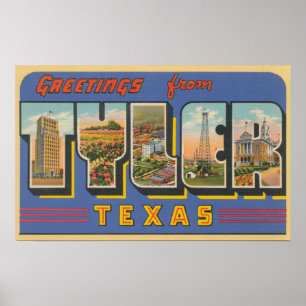 Póster Tyler, letra ScenesTyler, TX de TexasLarge