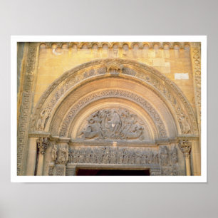 Póster Tympanum del porche que representa a Cristo en Maj