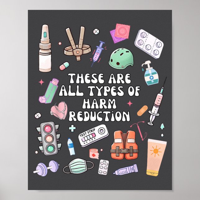 Póster Types Of Harm Reduction Overdose Awareness Social  (Frente)