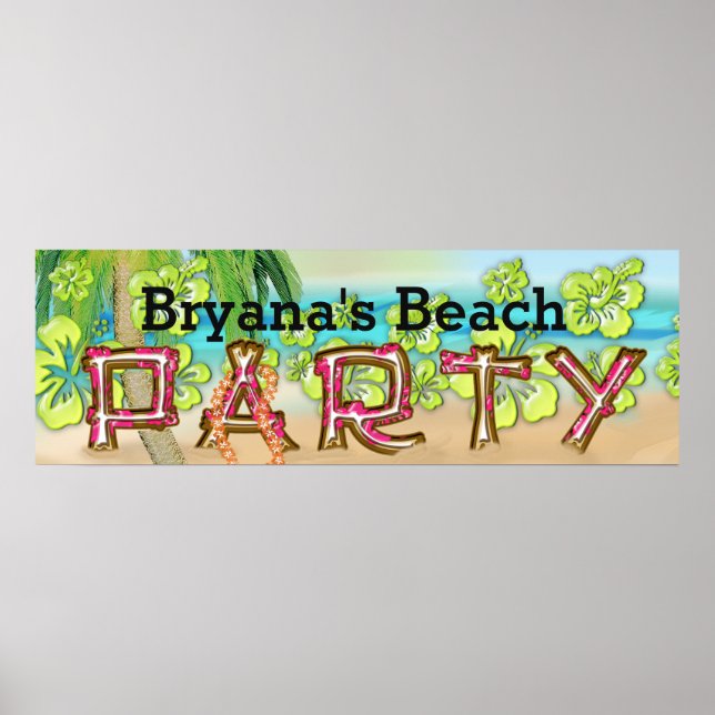 Póster Typografía de Fiesta de playa Summer Hibiscus Bann (Frente)
