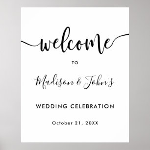 Póster Typography Monochrome Wedding Bridal Welcome Sign