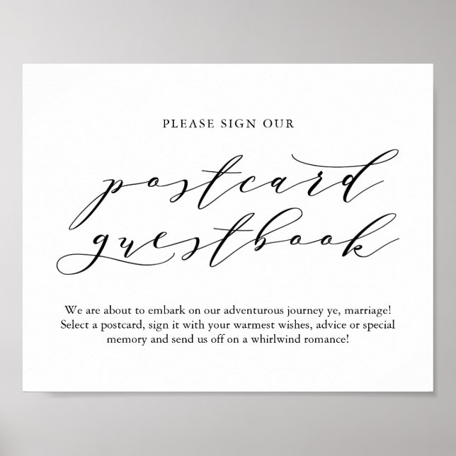 Póster Typography postcard guest book wedding sign (Frente)
