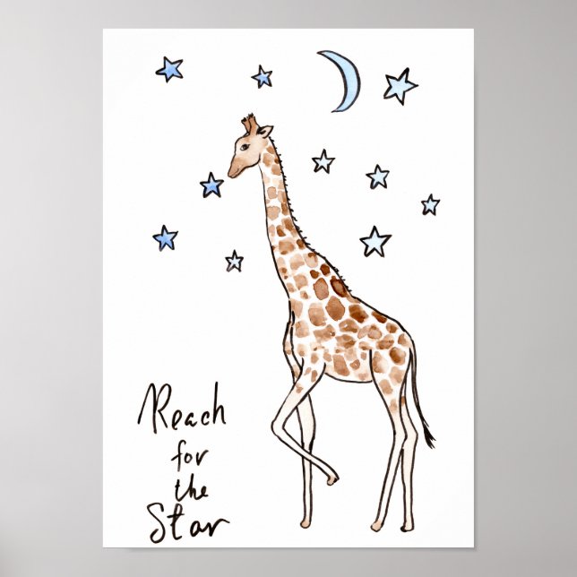 Póster Typography "reach for the star" Giraffe Print (Frente)