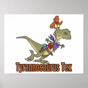 Póster tyrannosauro rex tex cowboy dinosaur