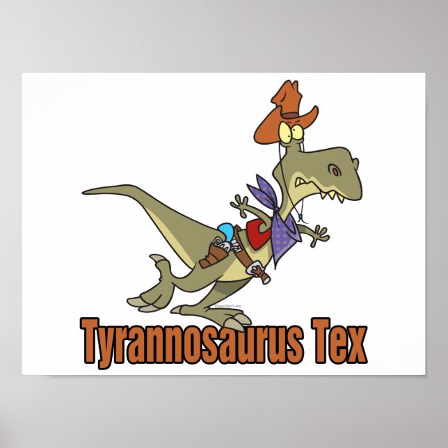 Póster tyrannosauro rex tex cowboy dinosaur (Frente)