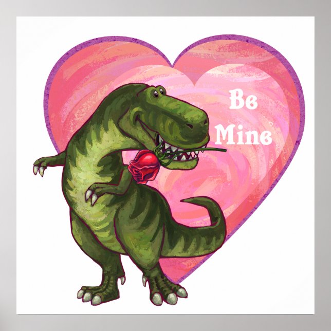 Póster Tyrannosaurus día de San Valentín (Frente)