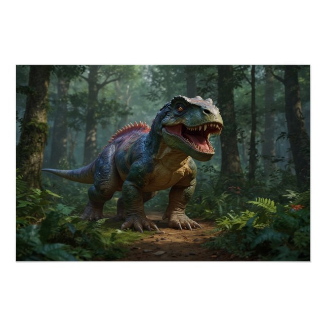 Póster Tyrannosaurus Divertido Prehistoria Camiseta (Anverso)