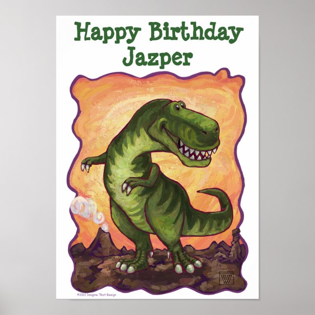 Póster Tyrannosaurus Rex Birthday Party Decoration Poster (Frente)