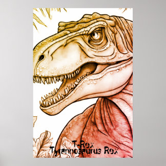Póster Tyrannosaurus Rex Dinosaur on Bedroom Wall Poster