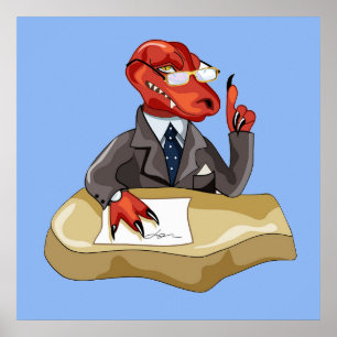 Póster Tyrannosaurus Rex Jefe Sentado En Un Escritorio. 2