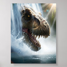 Tyrannosaurus T Rex en una cascada