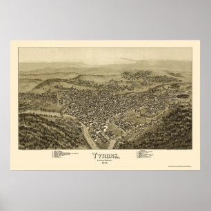 Póster Tyrone, Mapa Panorámico PA - 1895