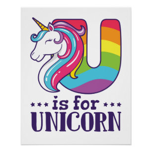 Póster U es para Unicorn Alphabet