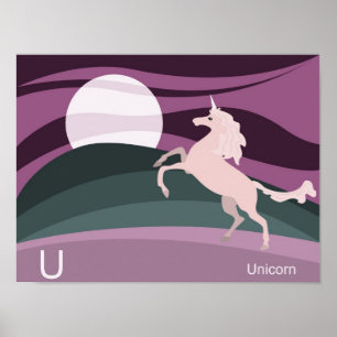 Póster U para el Poster unicornio