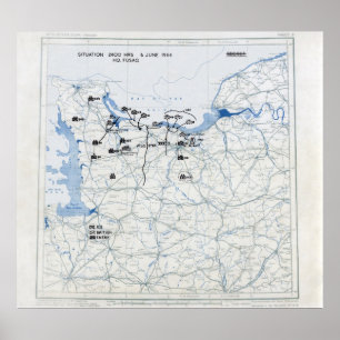 Póster U.S. 12mo Mapa de la posición del ejército en 2400