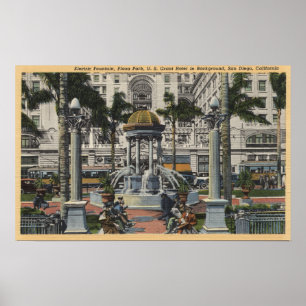 Póster U.S. Grant Hotel, Plaza Park, Fountain View
