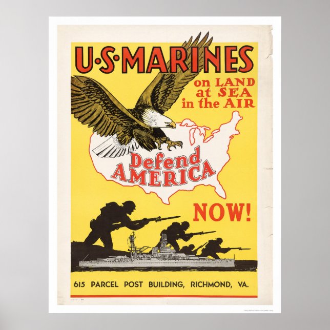 Póster U.S. Marines Defend America (Frente)
