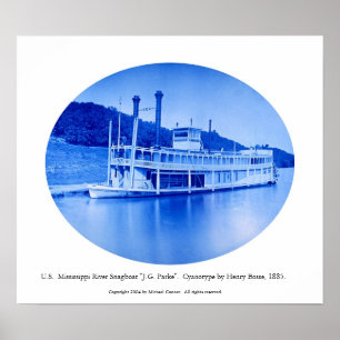 Póster U.S. Río Misisipi Snagboat "J.G. Parke" 1885
