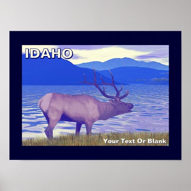 Póster Uapití (Ciervo Canadiense) Junto al Lago (Frente)
