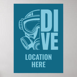 Póster Ubicación personalizado Buceo Scuba