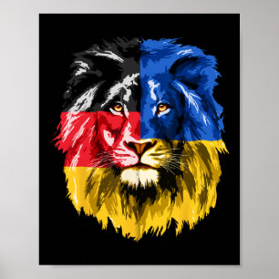 Póster Ucrania Alemania Bandera León Deutschland Ucranian