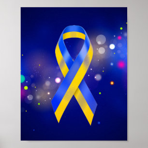 Póster Ucrania apoya la cinta azul amarilla de sensibiliz