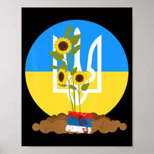 Póster Ucrania apoya que las semillas de girasol se unan 