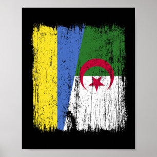 Póster Ucrania Argelia Media Bandera Ucrania Argelia Here