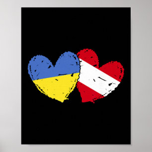 Póster Ucrania Austria Corazón Bandera Herencia ucraniana