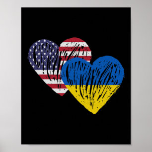 Póster Ucrania Bandera Americana Amor Corazón