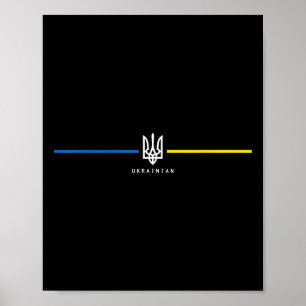 Póster Ucrania Bandera ucraniana Zelensky Tryzub Militar