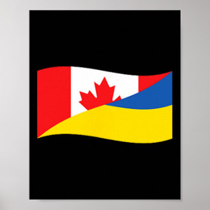 Póster Ucrania Canadá Bandera Dual Unidad Patriótica Cruz