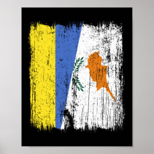 Póster Ucrania Chipre Media Bandera Herencia Ucraniana Ch